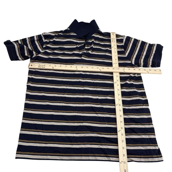 Hart Schaffner Marx Striped Polo Shirt Navy/Beige/White Men's size Large - Picture 5 of 6